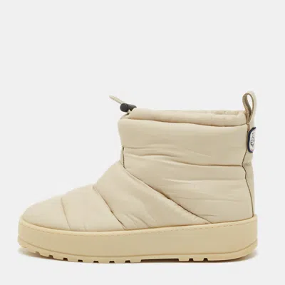 Pre-owned Loro Piana Size 38 Beige Nylon Ankle Length Snow Boots In Sand