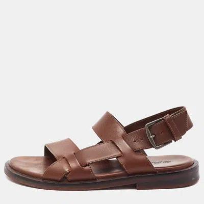Pre-owned Loro Piana Size 43 Brown Leather Moorea Walk Slingback Sandals