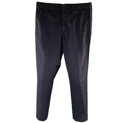 Pre-owned Loro Piana Size S Navy Solid Cotton Zip Fly Casual Pants In Blue