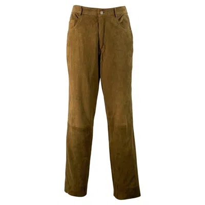 Pre-owned Loro Piana Size S Olive Suede Jean Cut Casual Pants In Brown