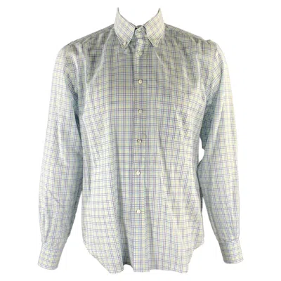 Pre-owned Loro Piana Size Xl White Purple Green Blue Plaid Long Sleeve Shirt
