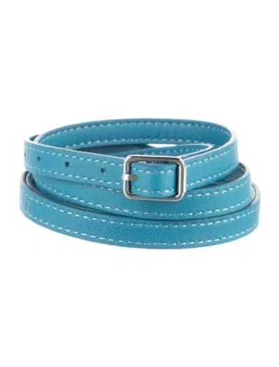 Pre-owned Loro Piana Skinny Leather Belt In Blue