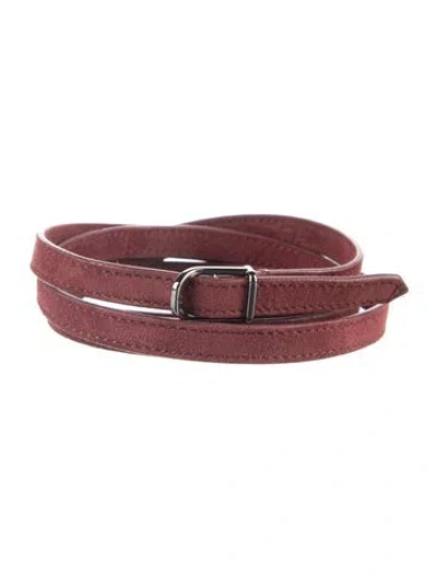 Pre-owned Loro Piana Skinny Suede Belt In Burgundy