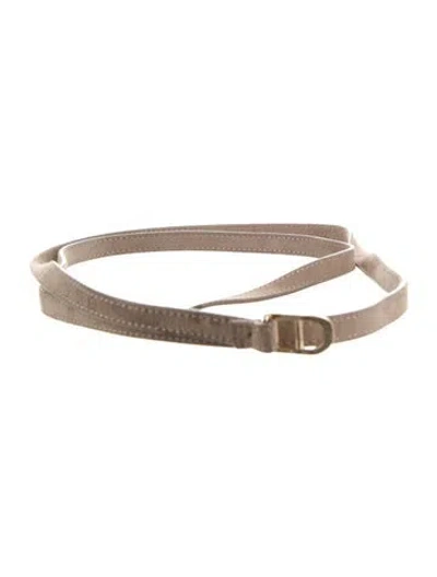 Pre-owned Loro Piana Skinny Suede Waist Belt In Neutral