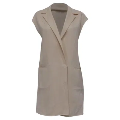Pre-owned Loro Piana Sleeveless Coat With Pockets In Cream Cashmere In White
