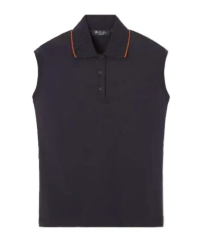 Loro Piana Sleeveless Polo Shirt In Indigo Eclipse