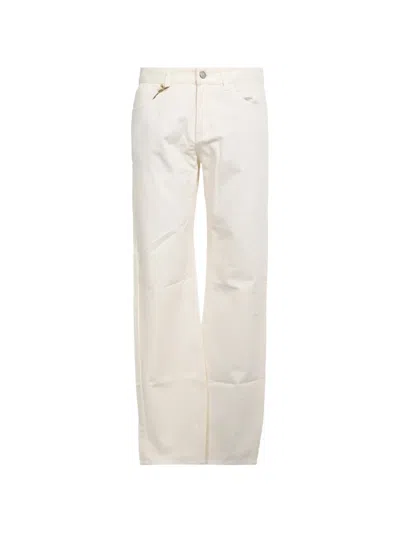 Pre-owned Loro Piana Slim-fit Straight-leg Jeans In White