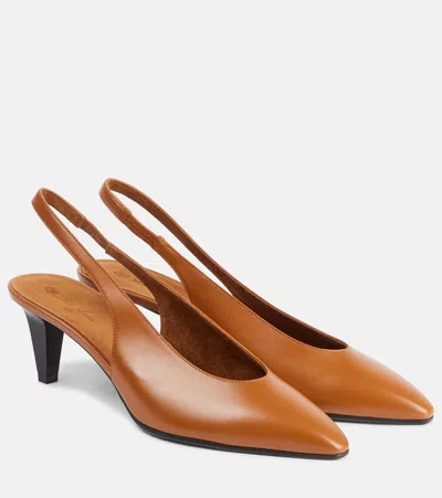 Loro Piana Slingback-pumps Rebecca Aus Leder In Braun