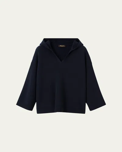 Loro Piana Sloop Hooded Virgin Wool Sweater In Blue