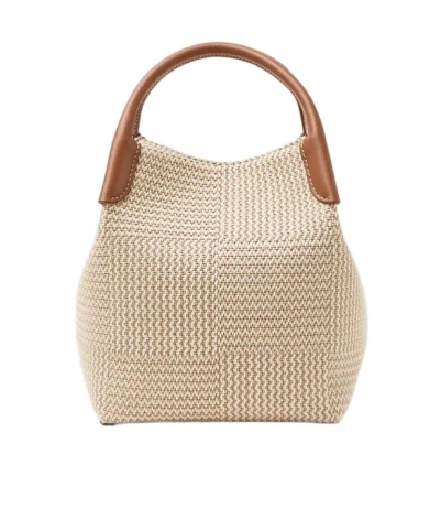 Loro Piana Small Bale Shoulder Bag In Natural Color Biscuit Mole Color/sun Gold