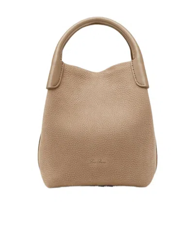 Loro Piana Small Shoulder Bag In Smoky Brown/sun Gold