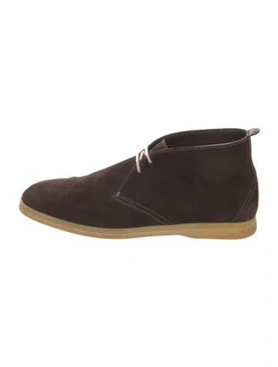 Pre-owned Loro Piana Soft Walk Suede Lace-up Boots In Brown
