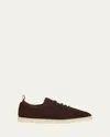 Loro Piana Soho Walk Nubuk Sneakers In Chocolate