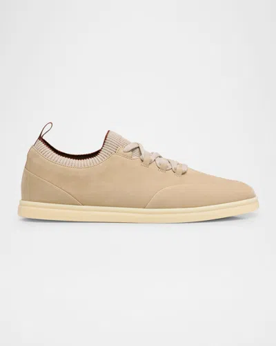 Loro Piana Soho Walk Nubuk Sneakers In Nude