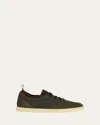 Loro Piana Soho Walk Nubuk Sneakers In Very Dark Green