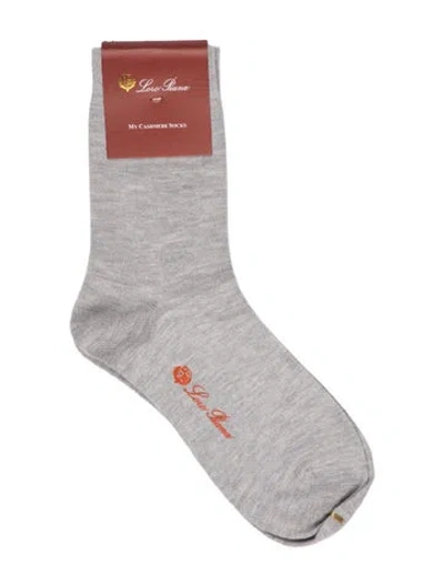Pre-owned Loro Piana Solid Cashmere Socks W/tags In Gray