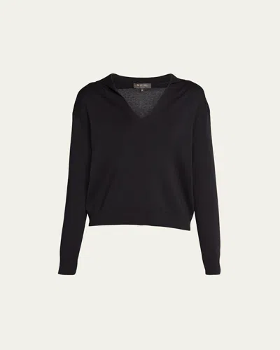 Loro Piana Silk And Cotton Sweater In 8000 Black