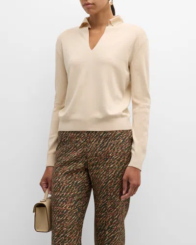 Loro Piana Sorbonne Polo Top In Rice Milk