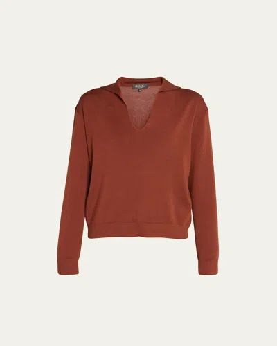 Loro Piana Sorbonne Polo Top In Clay Teapot