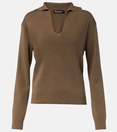 Loro Piana Sorbonne Silk And Cotton Polo Shirt In Brown