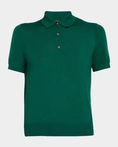 Loro Piana Sottile Cashmere Short-sleeve Polo Shirt In Green