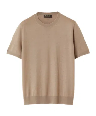 Loro Piana Sottile Crew-neck Sweater In Brown