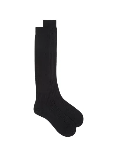Loro Piana Sottile Ribbed Socks In Black