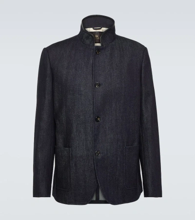 Loro Piana Spagna Cotton And Cashmere Jacket In Blue