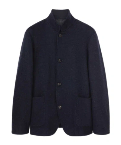 Loro Piana Long Sleeved Button-up Jacket In Shadow Blue