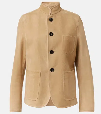 Loro Piana Spagna Mini Suede Jacket In Beige