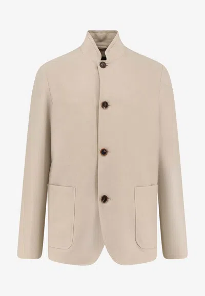 Loro Piana Spagna Single-breasted Linen Jacket In Animal Print