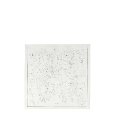 Loro Piana Square Silk Scarf In White/black