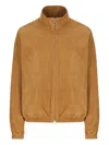 Loro Piana Stand-up Collar Zip-front Leather Jacket In Brown