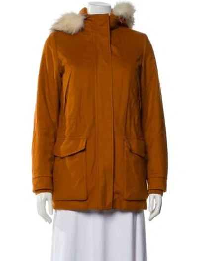 Pre-owned Loro Piana Storm System Baby Cashmere Fur Jacket In Orange