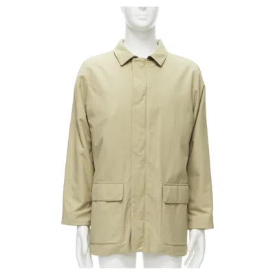 Pre-owned Loro Piana Storm System Beige Nylon Minimal Pocketed Longline Coat S In Brown