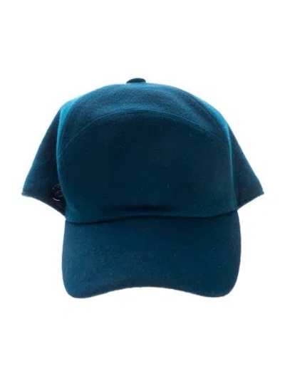 Pre-owned Loro Piana Storm System Cashmere Jockey Cap In Blue