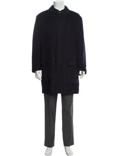 Pre-owned Loro Piana Storm System Cashmere Overcoat In Blue