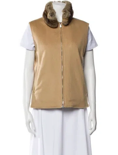 Pre-owned Loro Piana Storm System Chinchilla-trimmed Cashmere Vest In Brown
