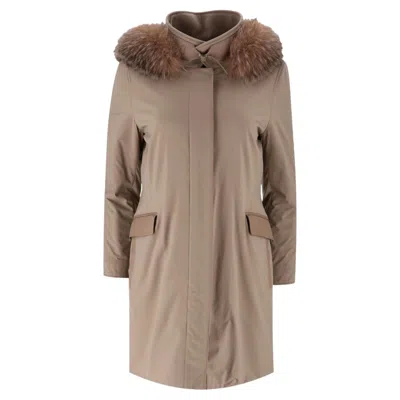 Pre-owned Loro Piana Storm System Fox Fur Trimmed Hooded Parka In Brown