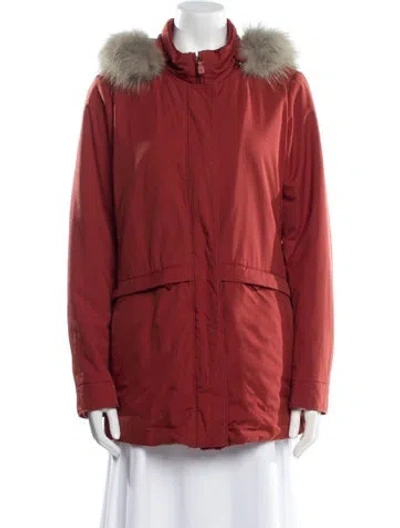 Pre-owned Loro Piana Storm System Fur Coat In Red