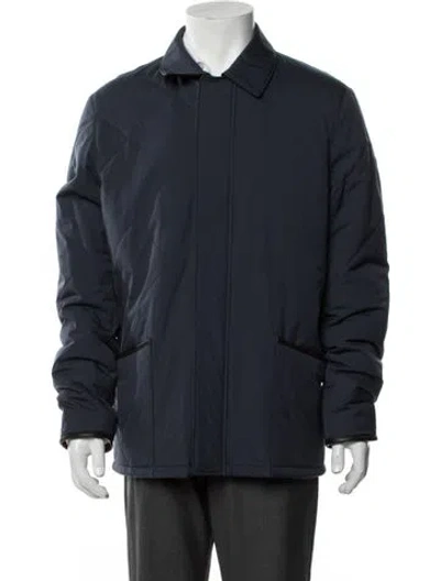 Pre-owned Loro Piana Storm System Horsey Nylon Windbreaker In Blue