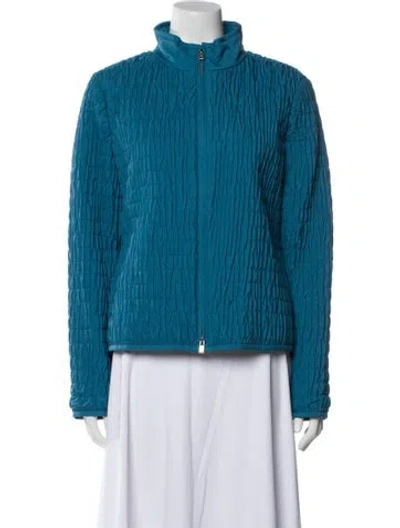 Pre-owned Loro Piana Storm System Nylon Faux Fur Jacket In Blue