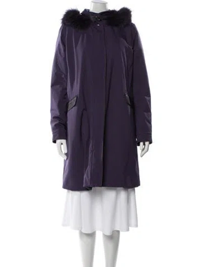 Pre-owned Loro Piana Storm System Nylon Fur Coat In Purple