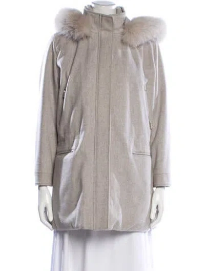 Pre-owned Loro Piana Storm System Rain And Wind Protection Cashmere Parka In Gray