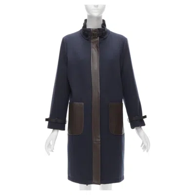 Pre-owned Loro Piana Storm System Reversible Cashmere Wool Leather Trimmed Jacket It46 Xl In Black