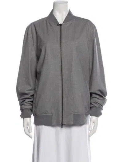 Pre-owned Loro Piana Storm System Virgin Wool Bomber Jacket In Gray