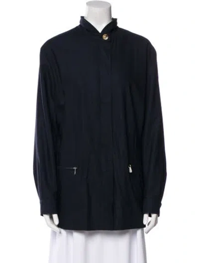 Pre-owned Loro Piana Storm System Virgin Wool Jacket In Blue