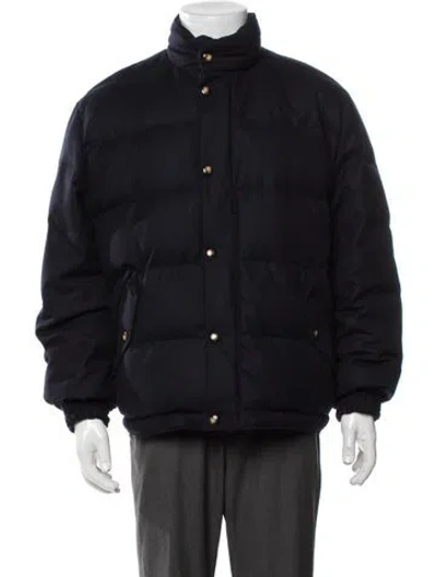Pre-owned Loro Piana Storm System Wool Puffer Coat In Blue
