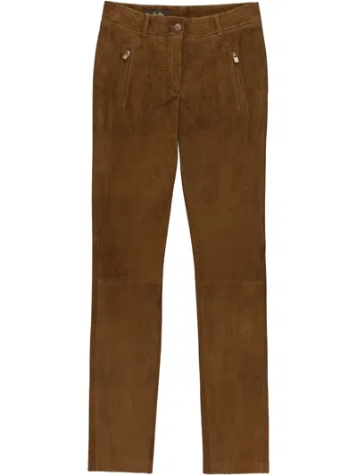 Loro Piana Straight-leg Lambskin Trousers In Brown