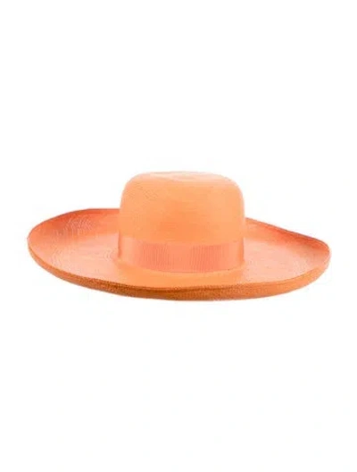 Pre-owned Loro Piana Straw Sun Hat W/tags In Orange